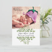 ウェルカムベビーグリーンリーフォト誕生 案内状 (スタンド正面)