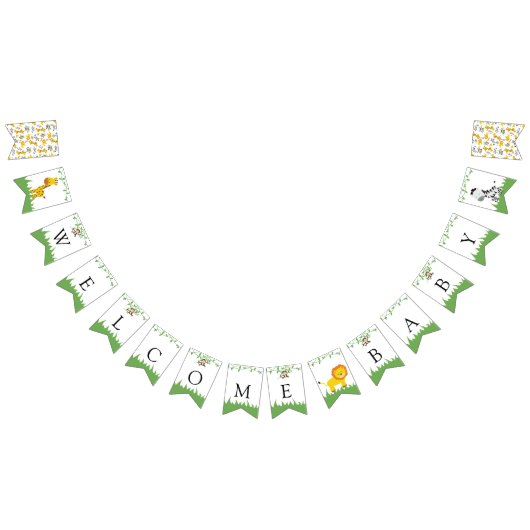 ウェルカムベビーサファリベイビーシャワーかわいいかわいいデコール バンティングフラッグ (全)
