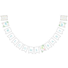 ウェルカムベビーザシーベビーシャワーパステルかわいい バンティングフラッグ