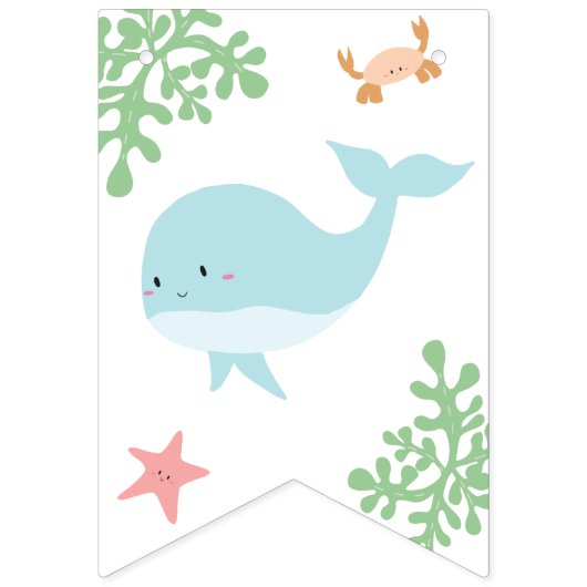 ウェルカムベビーザシーベビーシャワーパステルかわいい バンティングフラッグ (第2の旗)