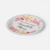 ウェルカムベビーシャビーシック素朴フローラベビーシャワー ペーパープレート (アングル)