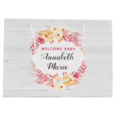 ウェルカムベビーシャビーシック素朴フローラベビーシャワー ラージペーパーバッグ (裏面)