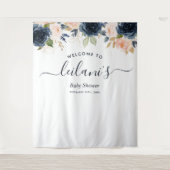 ウェルカムベビーシャワーネイビーピンクフローラ植物体 タペストリー (正面)