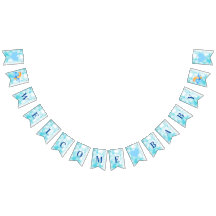 ウェルカムベビーシャワーブルーウォーター色