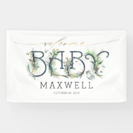 ウェルカムベビーシャワー葉金ゴールド緑 横断幕