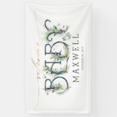 ウェルカムベビーシャワー葉金ゴールド緑 横断幕 (縦)