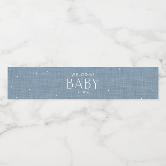 ウェルカムベビーシャンブレブルーかわいい赤ちゃんシャワー ペットボトルラベル (シングルラベル)