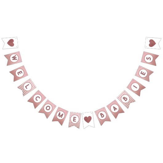 ウェルカムベビーツインバラ金ゴールドベビーシャワー散水 バンティングフラッグ (全)