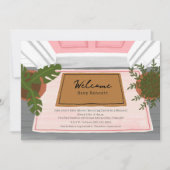 ウェルカムベビードアマットピンクガールベビーシャワー 招待状 (正面)