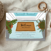 ウェルカムベビードアマットブルーボーイベビーシャワー 招待状