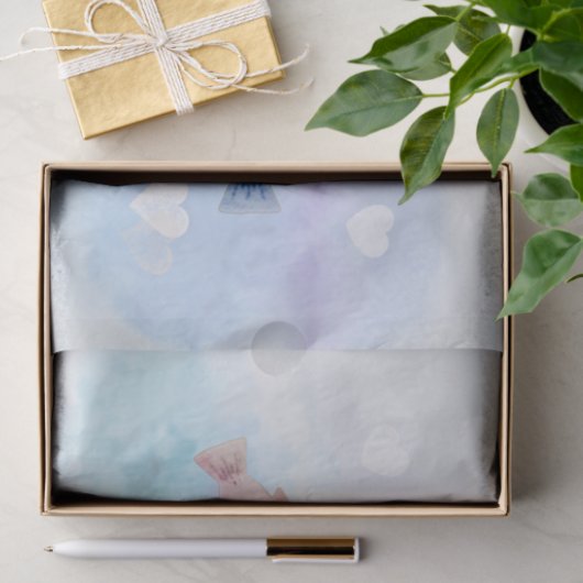 ウェルカムベビードリーミー水の色の魚ファミリーハート 薄葉紙 (ギフト)