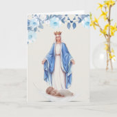 ウェルカムベビーバプティスマ賛美ヴァージンマリカトリック カード (黄色い花)