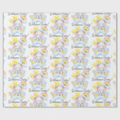 ウェルカムベビーパステルベビーゾウ赤ちゃんシャワー ラッピングペーパー (フラット)