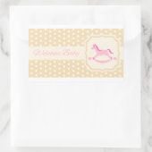 ウェルカムベビーピンクガールステッカー 長方形シール (バッグ)