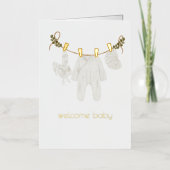 ウェルカムベビーボホフォイルおめでとうカード 箔グリーティングカード (正面)