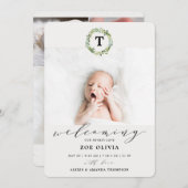 ウェルカムベビーユーカリプスグリーナリーモノグラム誕生 案内状 (正面/裏面)