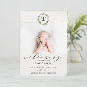 ウェルカムベビーユーカリプスグリーナリーモノグラム誕生 案内状 (スタンド正面)