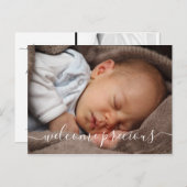 ウェルカムベビー生まれたばかりの白黒エレガント 案内ポストカード (正面/裏面)