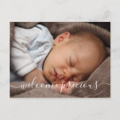 ウェルカムベビー生まれたばかりの白黒エレガント 案内ポストカード (正面)