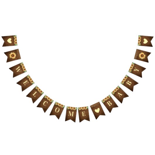 ウェルカムベビー素朴ひまわり秋シャワースプリンクル バンティングフラッグ (全)