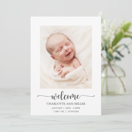 ウェルカムベビー誕生発表フォトカード 案内状 (スタンド正面)
