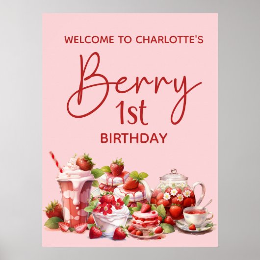 ウェルカムベリー1stバースデーピンクレッドストロベリー ポスター (正面)