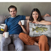 ウェルカムベース魚釣りファミリーネームホームコテージ アクセントクッション