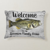 ウェルカムベース魚釣りファミリーネームホームコテージ アクセントクッション (裏面)