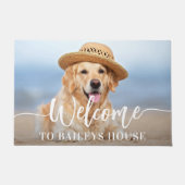 ウェルカムペットフォトパーソナライズされたキャットドッグ ドアマット (正面)