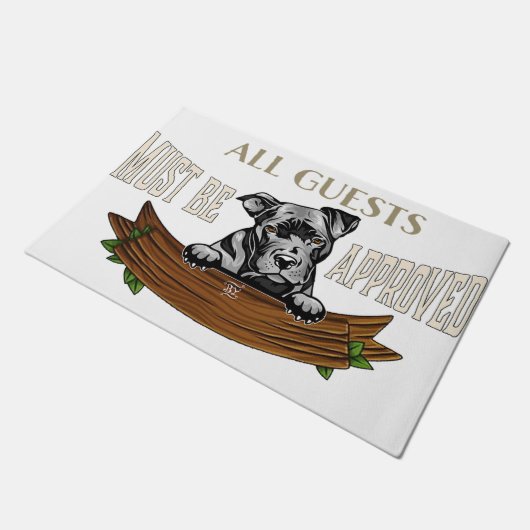 ウェルカムペットホームマット、犬のパパママのプレゼント ドアマット (アングル)