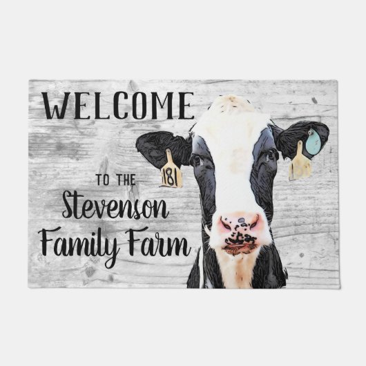 ウェルカムホルスタインカウアニマルファミリーファーム名 ドアマット (正面)
