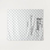 ウェルカムホワイトキルテッドパールファブリックルズ結婚ズ タペストリー (正面(横))