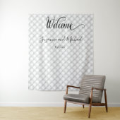 ウェルカムホワイトキルテッドパールファブリックルズ結婚ズ タペストリー (インサイチュ)