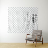 ウェルカムホワイトキルテッドパールファブリックルズ結婚ズ タペストリー (インサイチュ(横))