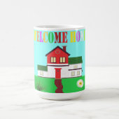 ウェルカムホームかわいい家の鮮やかな色 コーヒーマグカップ (中央)