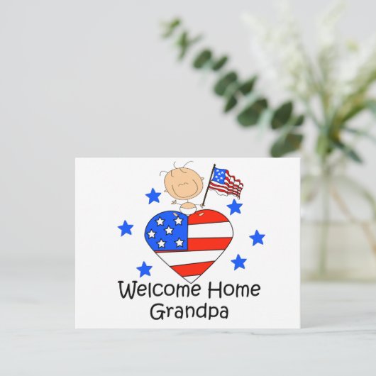 ウェルカムホームじいちゃんスティックフィギュアベビー ポストカード (スタンド正面)