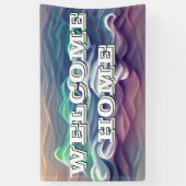 ウェルカムホームウェーブグラデーションバナー 横断幕 (縦)