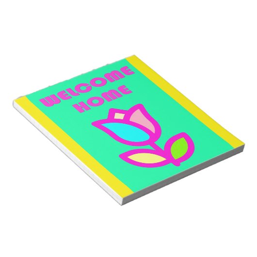 ウェルカムホームエキストラブライトフラワーデザイン ノートパッド (アングル)