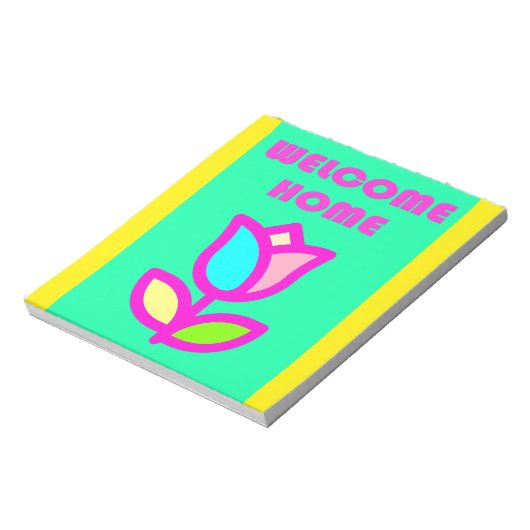 ウェルカムホームエキストラブライトフラワーデザイン ノートパッド (回転)