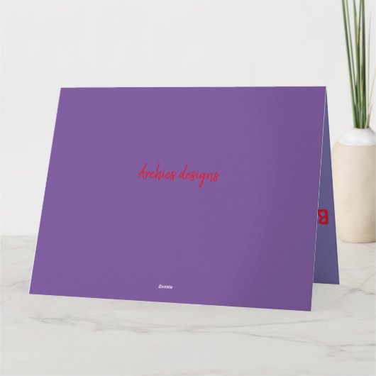 ウェルカムホームグリーティングアートデザイン赤紫 カード (裏面)