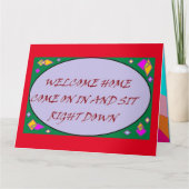 ウェルカムホームグリーティングアートデザイン赤紫 カード (正面)