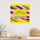 ウェルカムホームシルバーレターとレインボーサラウンド ポスター (キッチン)