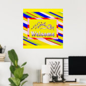 ウェルカムホームシルバーレターとレインボーサラウンド ポスター (ホームオフィス)