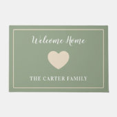 ウェルカムホームセージ – グリーンシャンパーニュ縁どニューリュウズ ドアマット (正面)