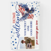 ウェルカムホームソルジャースター&ストライプフォトフォトカスタム 横断幕 (縦)