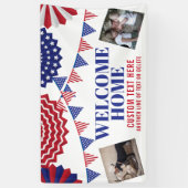 ウェルカムホームソルジャーパトリオティック2枚の写真カスタム 横断幕 (縦)
