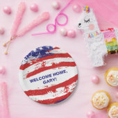 ウェルカムホームソルジャー軍隊ホームカミング旗 ペーパープレート (パーティー)