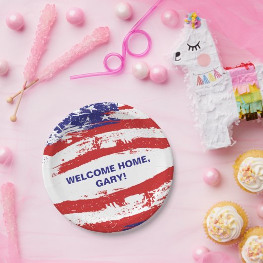 ウェルカムホームソルジャー軍隊ホームカミング旗 ペーパープレート (パーティー)