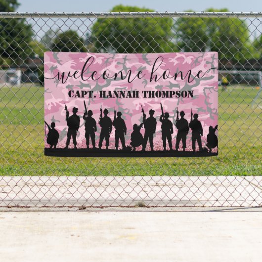 ウェルカムホームソルジャー | 軍隊ガーリーピンク 横断幕 (インサイチュ)