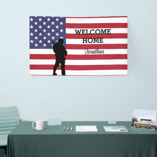 ウェルカムホームソルジャー | 軍隊フラグのバナー 横断幕 (トレードショー)